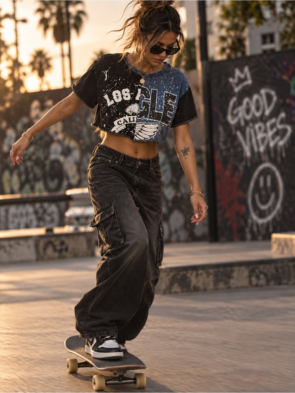 Washed Black Boyfriend Cargo Jeans - Relaxed Streetwear